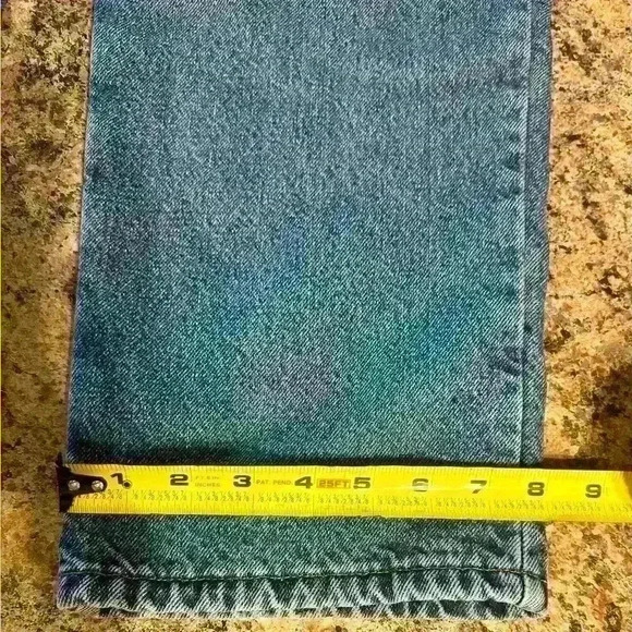 Flannel Lined LL Bean Mens Blue Jeans Actual 32x27 Straight Leg - Picture 10 of 16